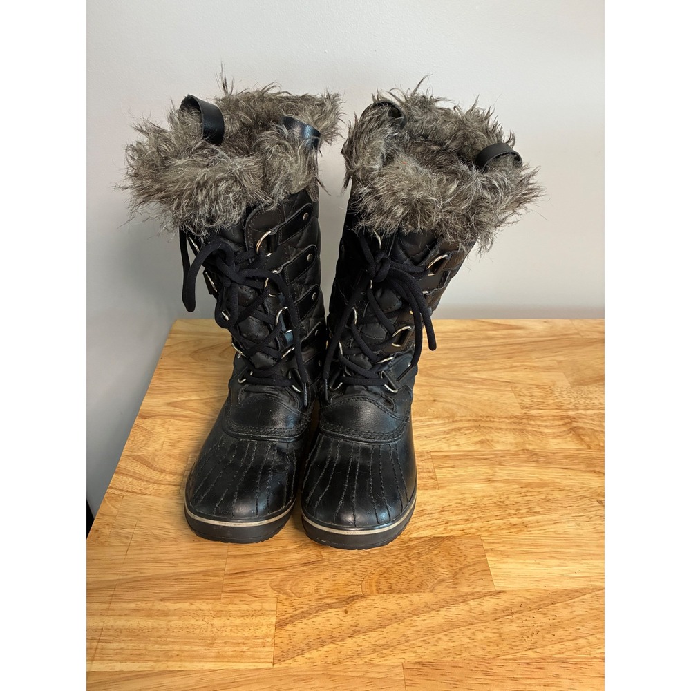 Sorel Tofino Black Quilted Waterproof Faux Fur Winter Snow Boots 1846-011 Mens 8